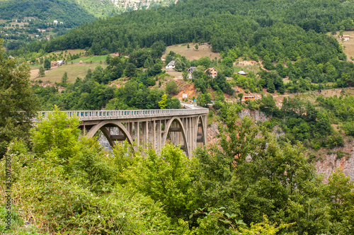 View to The Dzhurdzhevich Bridge, Tara River canyon, Montenegro photo