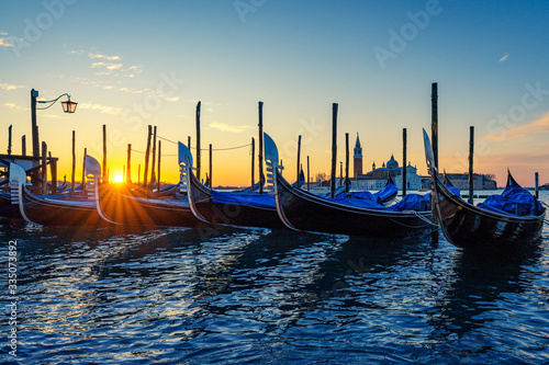 Gondolas at sunrise