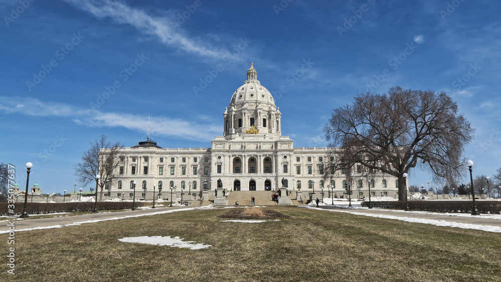 Minnesota state capitol winter facade day view
