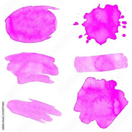 Set of vector watercolor paint strokes. Abstract paint splashes and smears brushes