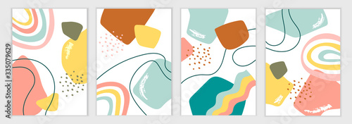 Set of abstract templates for banners, posters, flyers, covers. Vector illustration. Abstract shapes, lines and spots. Simple flat background.Colorful cartoon background.