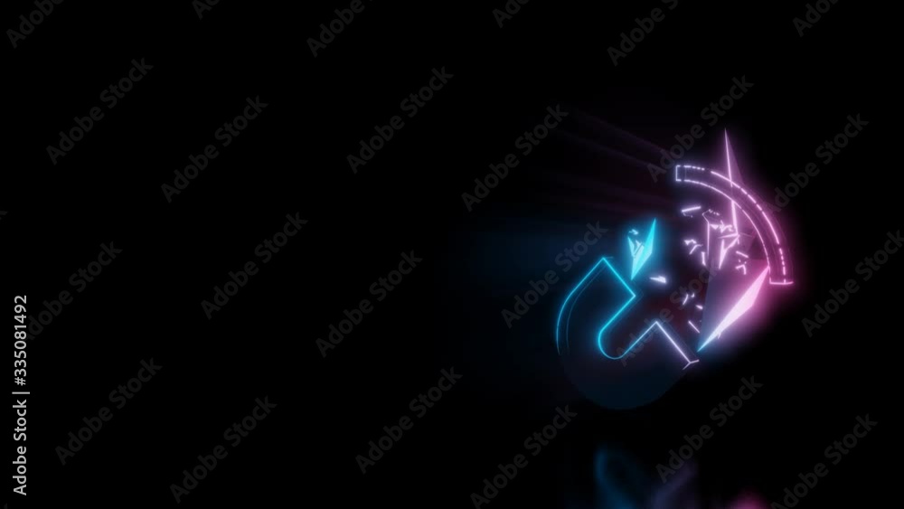 Abstract 3d rendering glowing blue purple neon symbol of horseshoe magnet with magnetic wires with glowing outlines with rays on black background with reflection Abstract 3d rendering glowing blue purple neon symbol of horseshoe magnet with magnetic wires with glowing outlines with rays on black background with reflection