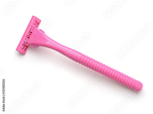 Top view of pink shaving razor photo