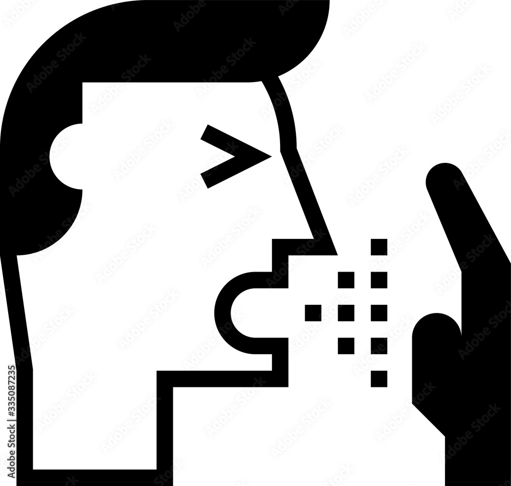 Black and White Clip-art Illustration of Sneezing and Coughing as