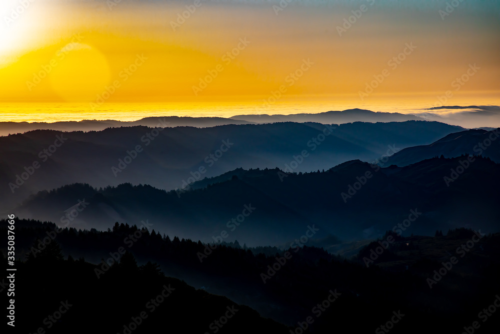 mountain silhouette at sunset