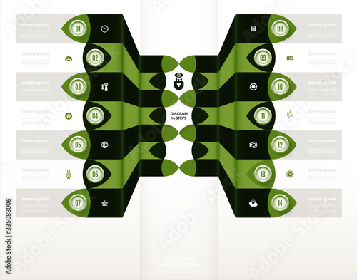 Vector progress background. Template for diagram, graph, presentation and chart. Business concept with 14 options, parts, steps or processes. Abstract background. eps 10