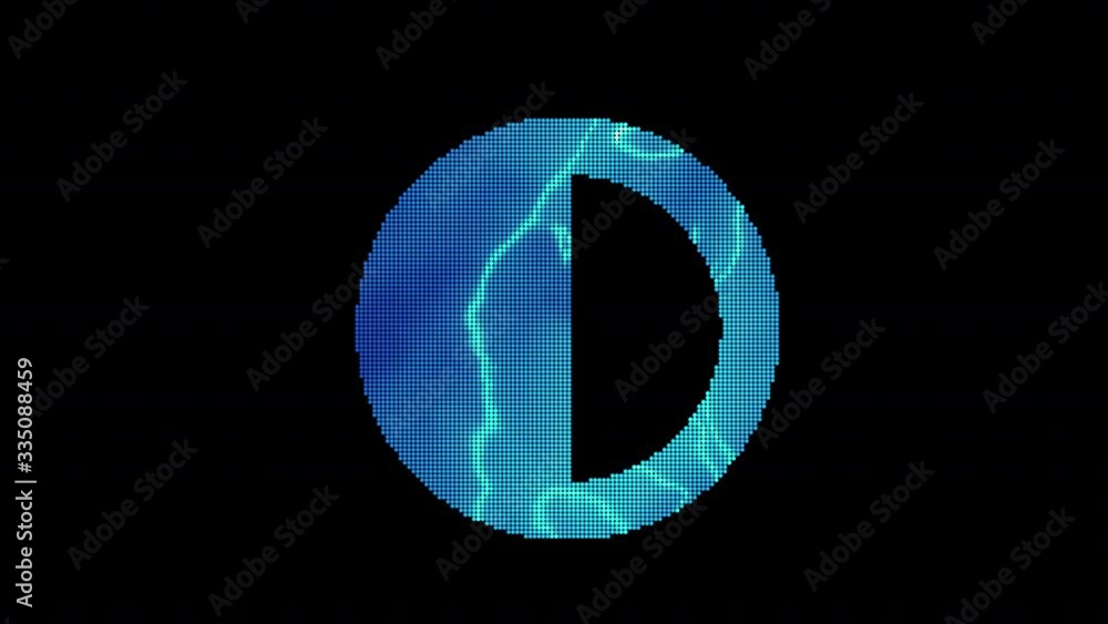 The symbol Adjust is assembled from small balls. Then it shimmers with blue. It crumbles and disappears. In - Out loop. Alpha channel Premultiplied - Matted with color black The symbol Adjust is assembled from small balls. Then it shimmers with blue. It crumbles and disappears. In - Out loop. Alpha channel Premultiplied - Matted with color black