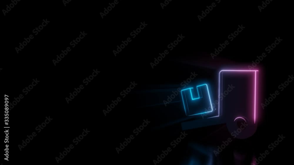 Abstract 3d rendering glowing blue purple neon symbol of truck loading with glowing outlines with rays on black background with reflection Abstract 3d rendering glowing blue purple neon symbol of truck loading with glowing outlines with rays on black background with reflection