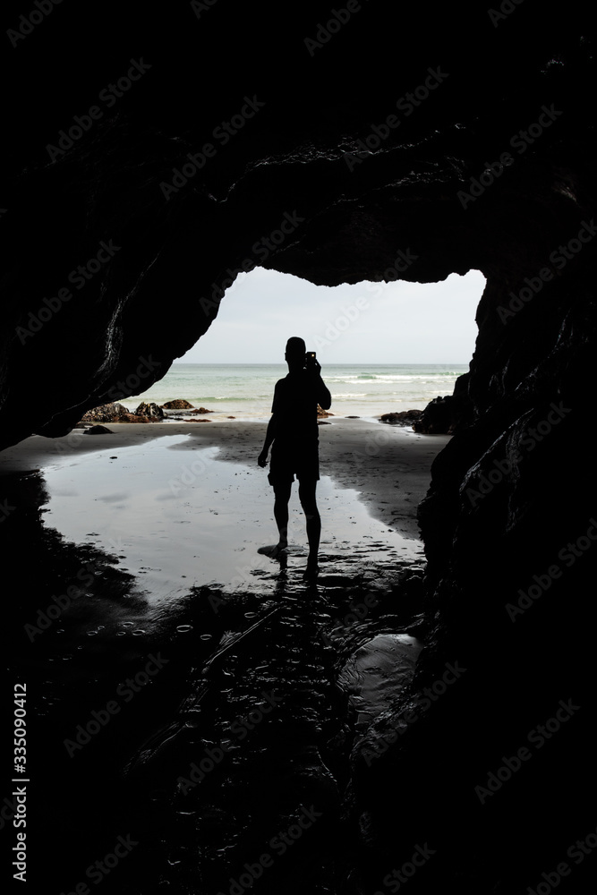 Fototapeta premium Guy in cover. Guy on Vacation