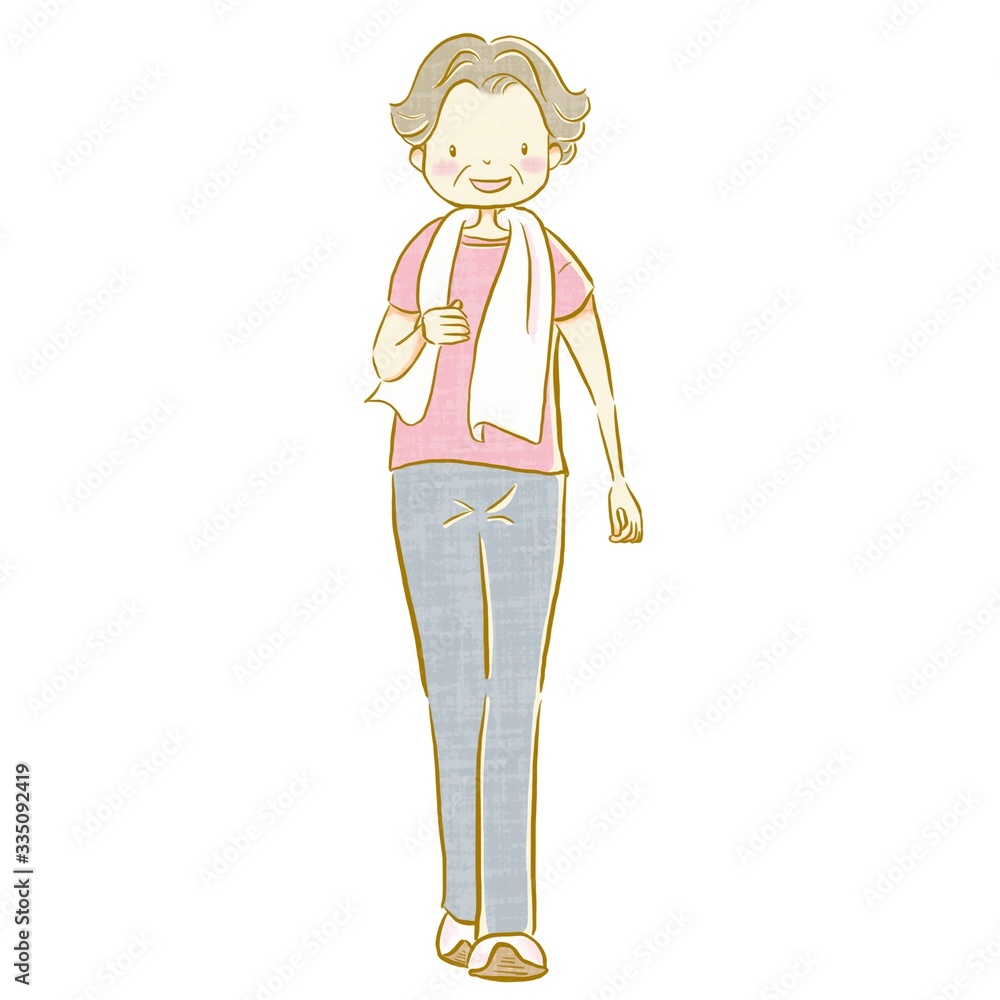 Illustration of healthy older woman walking 2 Illustration of healthy older woman walking 2