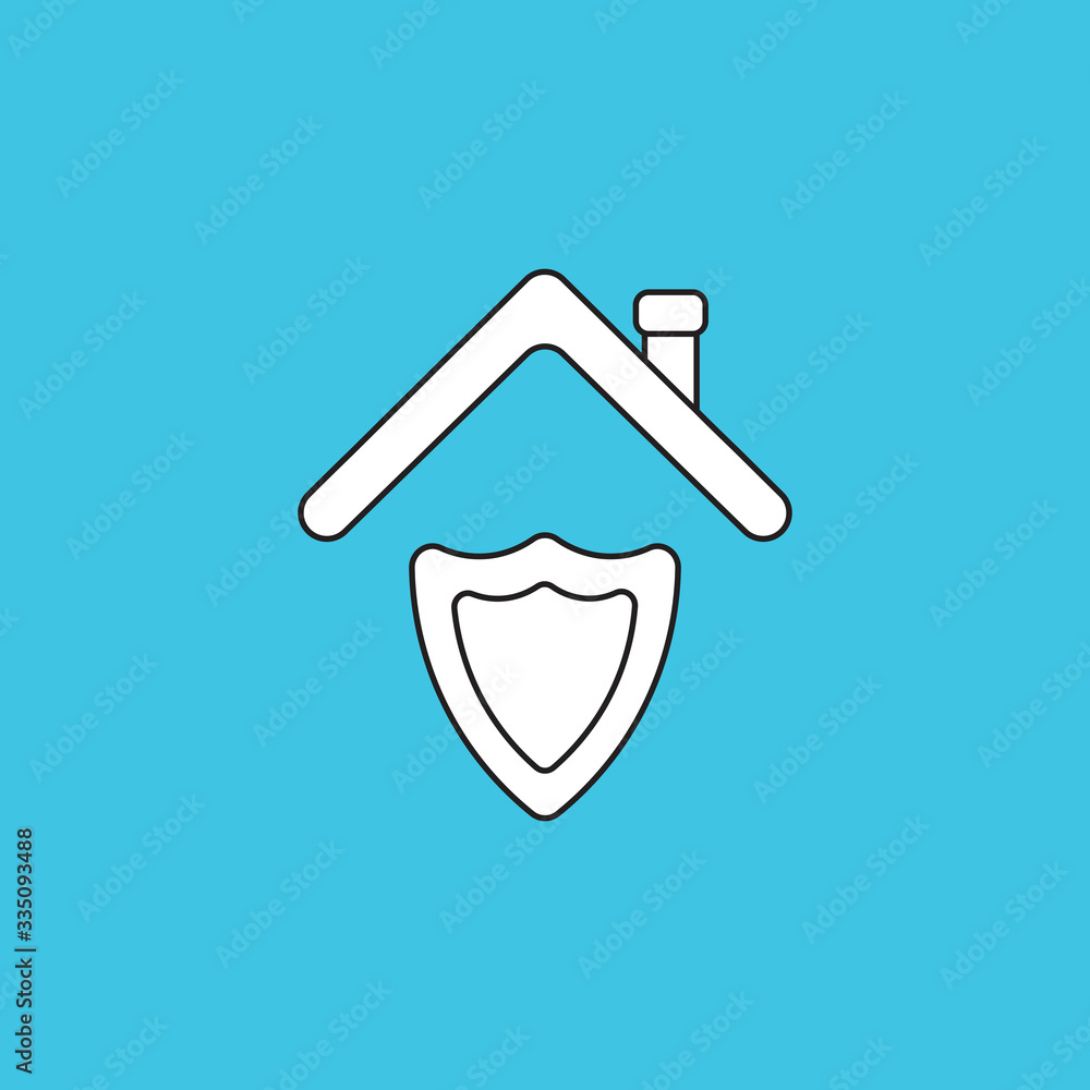Vector illustration concept of shield guard under roof.