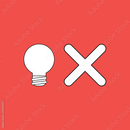 Vector illustration concept of light bulb with x mark symbol.