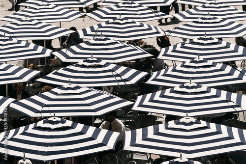 striped umbrellas