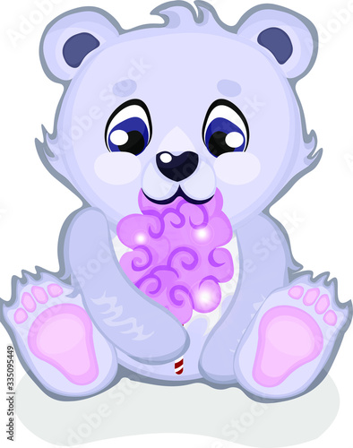 Cute bear eating candy floss
