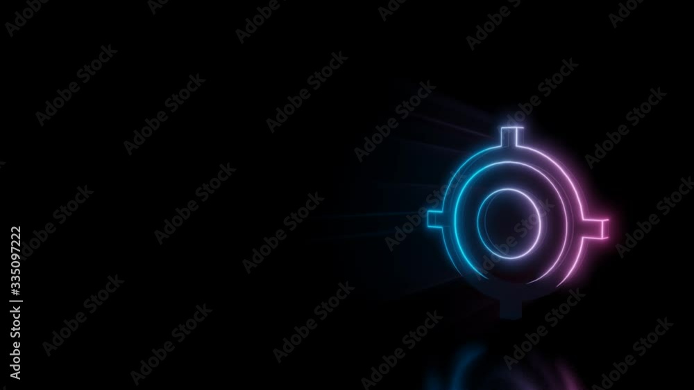 Abstract 3d rendering glowing blue purple neon symbol of gps fixed indicator with glowing outlines with rays on black background with reflection Abstract 3d rendering glowing blue purple neon symbol of gps fixed indicator with glowing outlines with rays on black background with reflection