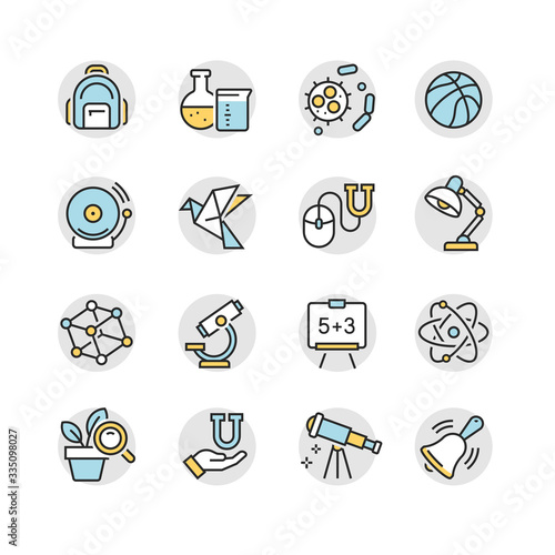 vector icons of school subjects
