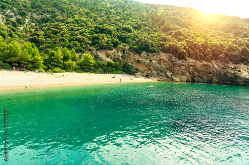 Fototapeta Naklejka Na Ścianę i Meble -  Hidden Lubenice beach in Cres island Croatia with crystal clear turquoise water