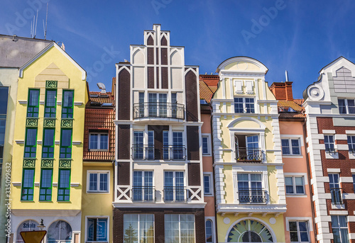 Photos Row of townhouses in the old town of Kolobrzeg coastal city over Baltic Sea, Pol