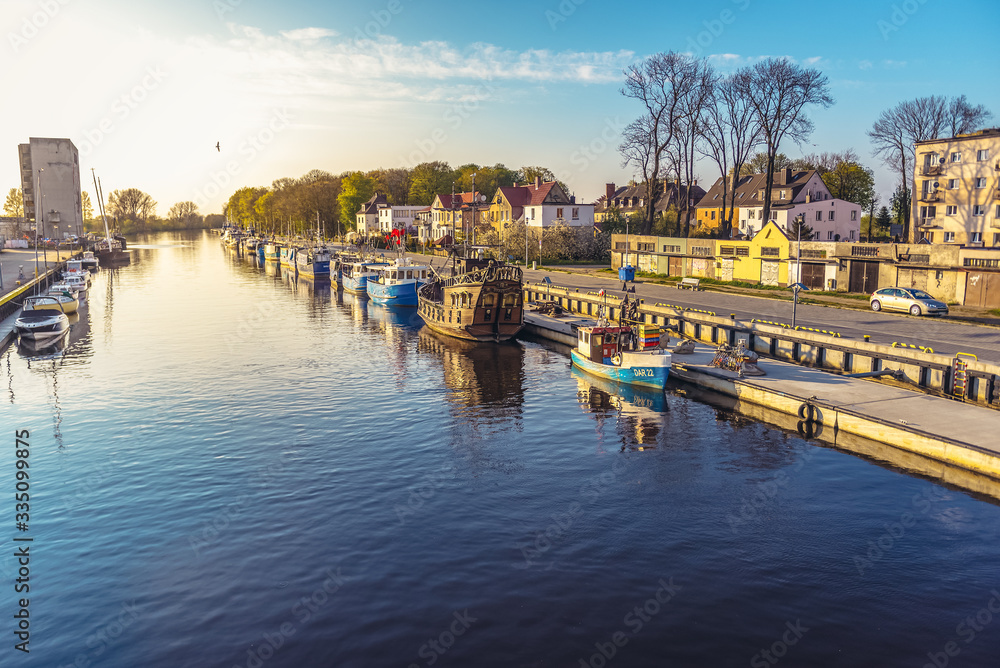 River Wieprza in Darlowo town on the Baltic Sea coast, Poland