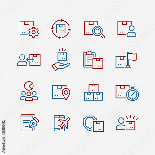 icons set of logistics and transportation