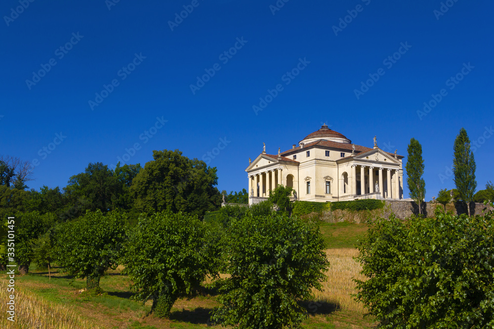 La Rotonda, designed by architect Andrea Palladio. This building is one of the most important villas of Italian Renaissance. Palladio was inspired by the Pantheon of Rome. Vicenza, Veneto, Italy.