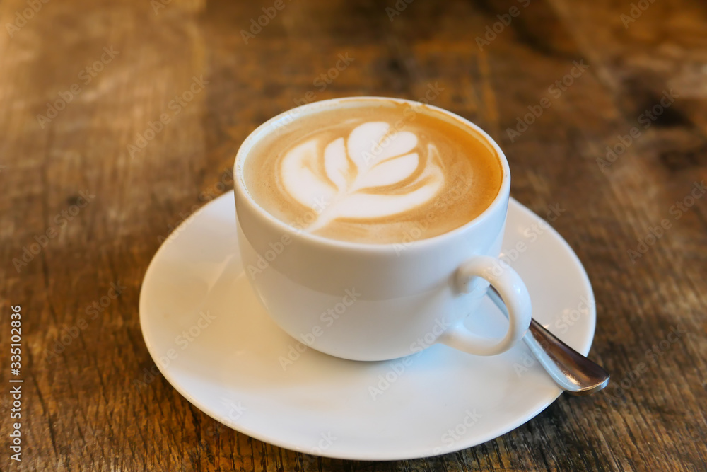 late coffee with flower design, top view late coffee with flower design, top view