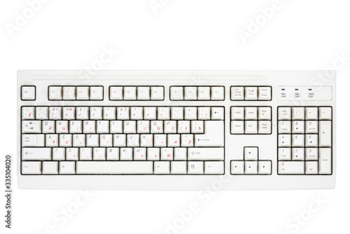 Old keyboard isolated on white background