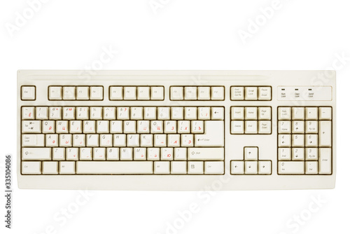 Old keyboard isolated on white background