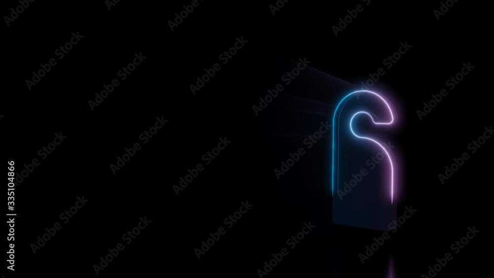 Abstract 3d rendering glowing blue purple neon symbol of do not disturb label with glowing outlines with rays on black background with reflection Abstract 3d rendering glowing blue purple neon symbol of do not disturb label with glowing outlines with rays on black background with reflection