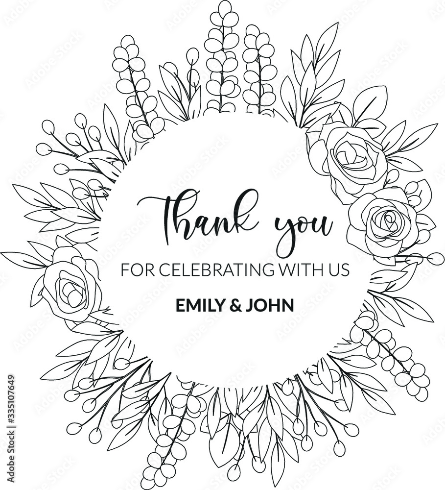 Black and white floral wedding invitation card Black and white floral wedding invitation card