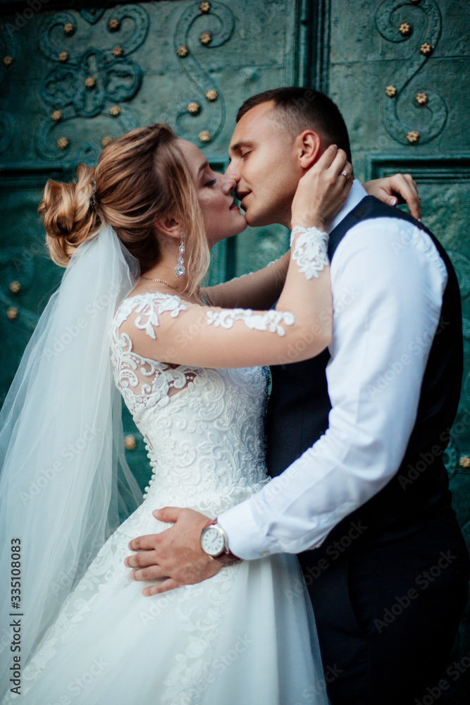 Happy bride and groom after wedding ceremony Happy bride and groom after wedding ceremony