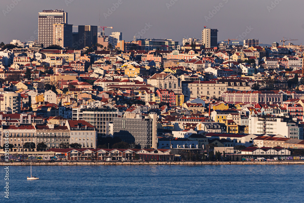 Panoramic view over Lisbon, Tagus river, Portuga