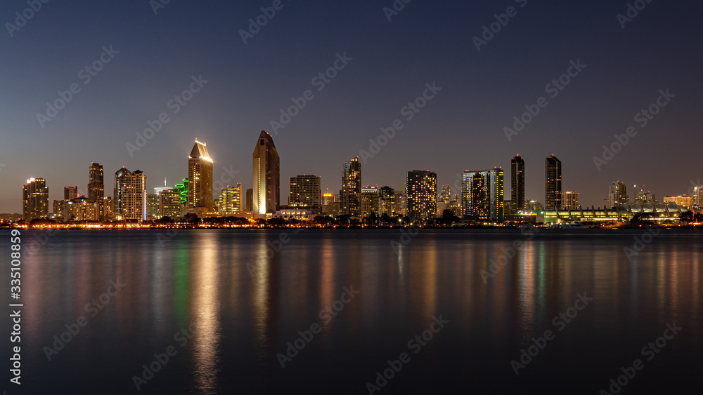 San Diego skyline Coronado view in dawn