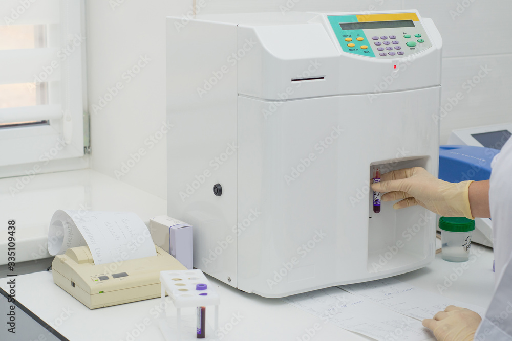 modern medical laboratory with test analyzers.Blood Test Equipment