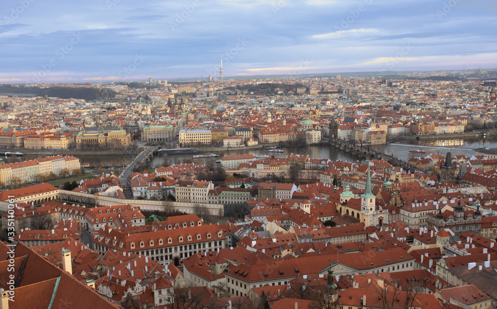 Panorama of Prague on  a sunny day