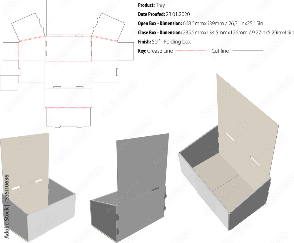 Tray Triple Box template die cut vector Tray Triple Box template die cut vector