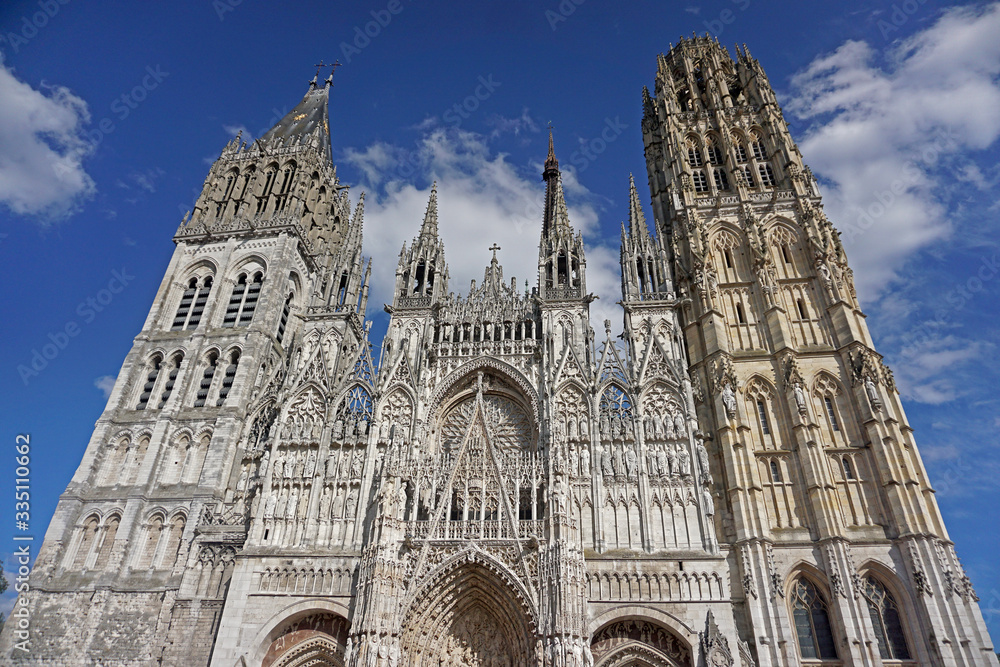 Rouen Cathedral in the city of Rouen, France was opened in 1876 and was a frequent subject of painting Claude Monet.