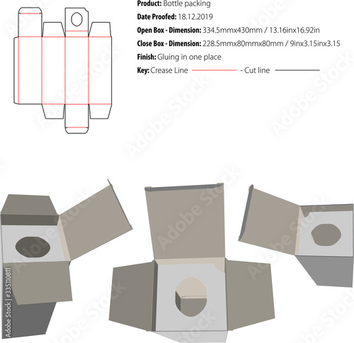  Bottle Packaging structural design die cut vector