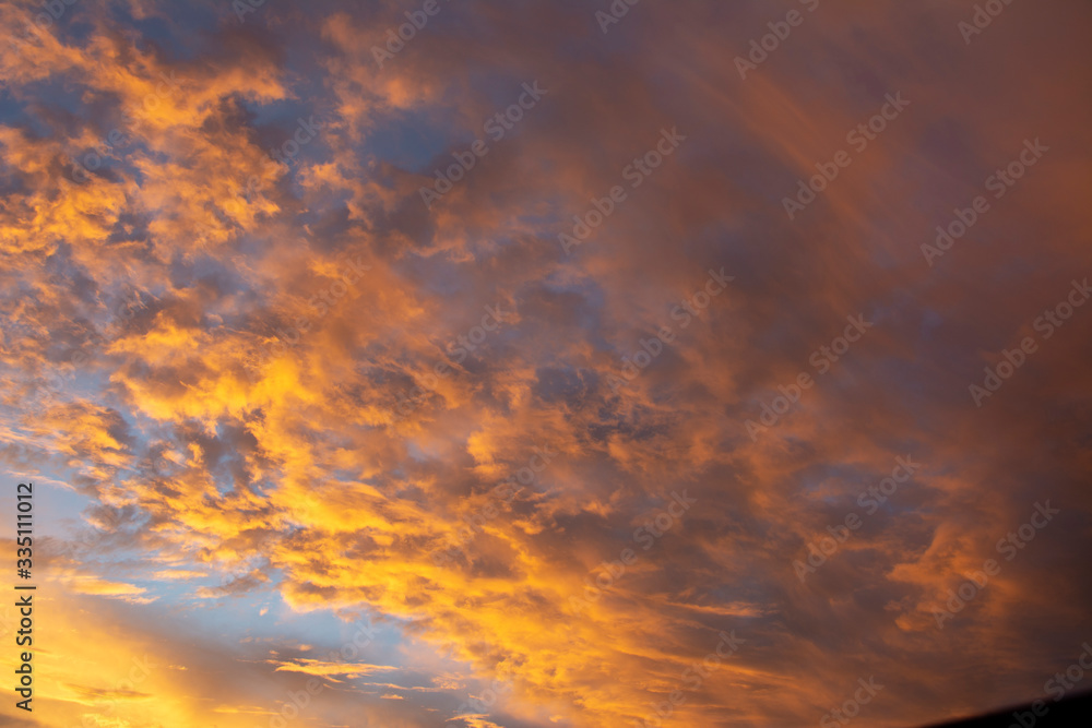 Golden Clouds during sunset with different forms