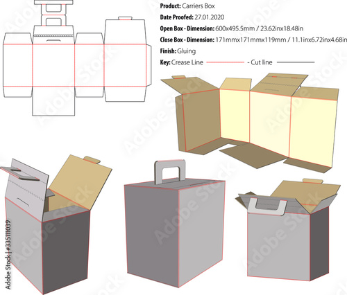 Carriers Box template die cut vector