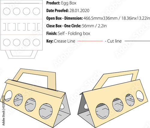 Egg Box Packaging template die cut vector