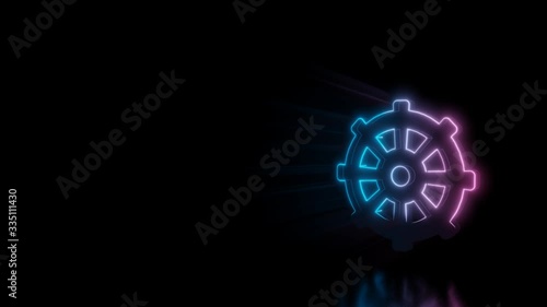 Wallpaper Mural Abstract 3d rendering glowing blue purple neon symbol of rudder with glowing outlines with rays on black background with reflection Torontodigital.ca