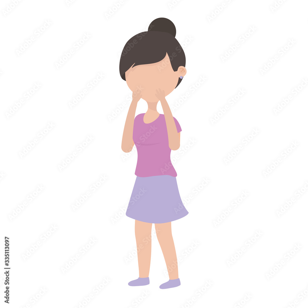 worried woman character cartoon isolated icon worried woman character cartoon isolated icon