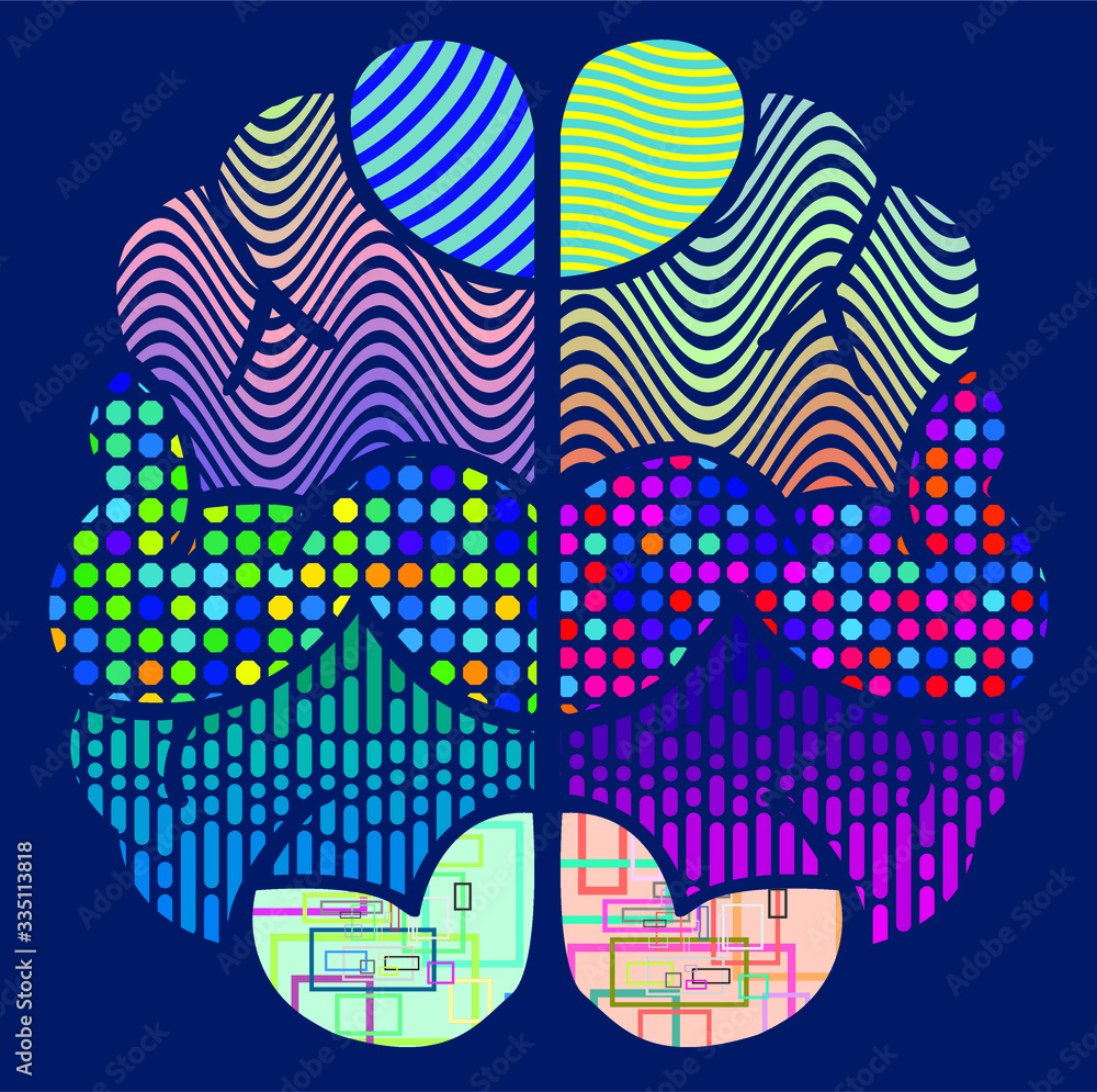 Obraz premium Illustration of brain pattern in different color, with nice background vector