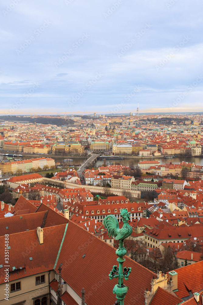 Panorama of Prague from Vyshegrad castle in Prague