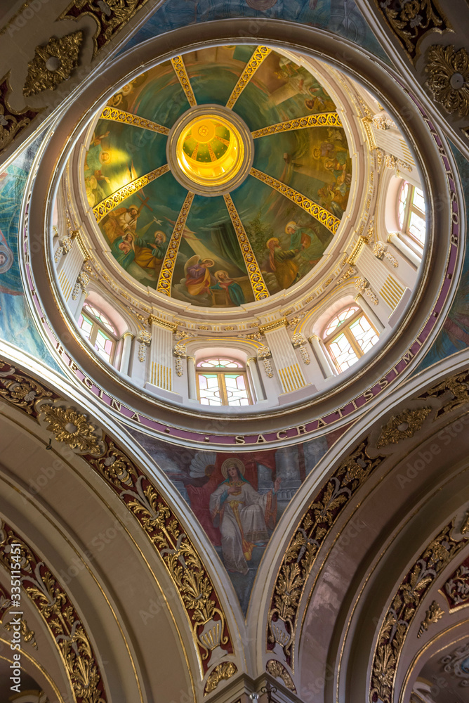Marsaxlokk / Malta 09/30/2015.Interior of the Church of Our Lady of Pompeii in Marxaslokk