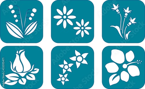 Flowers nail stencil art set