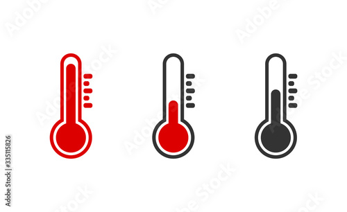 Cartoon flat style Heat thermometer icon shape. Hot Temperature meter logo symbol. Fever temp healthcare sign. Vector illustration image. Isolated on white background. medical eps 10