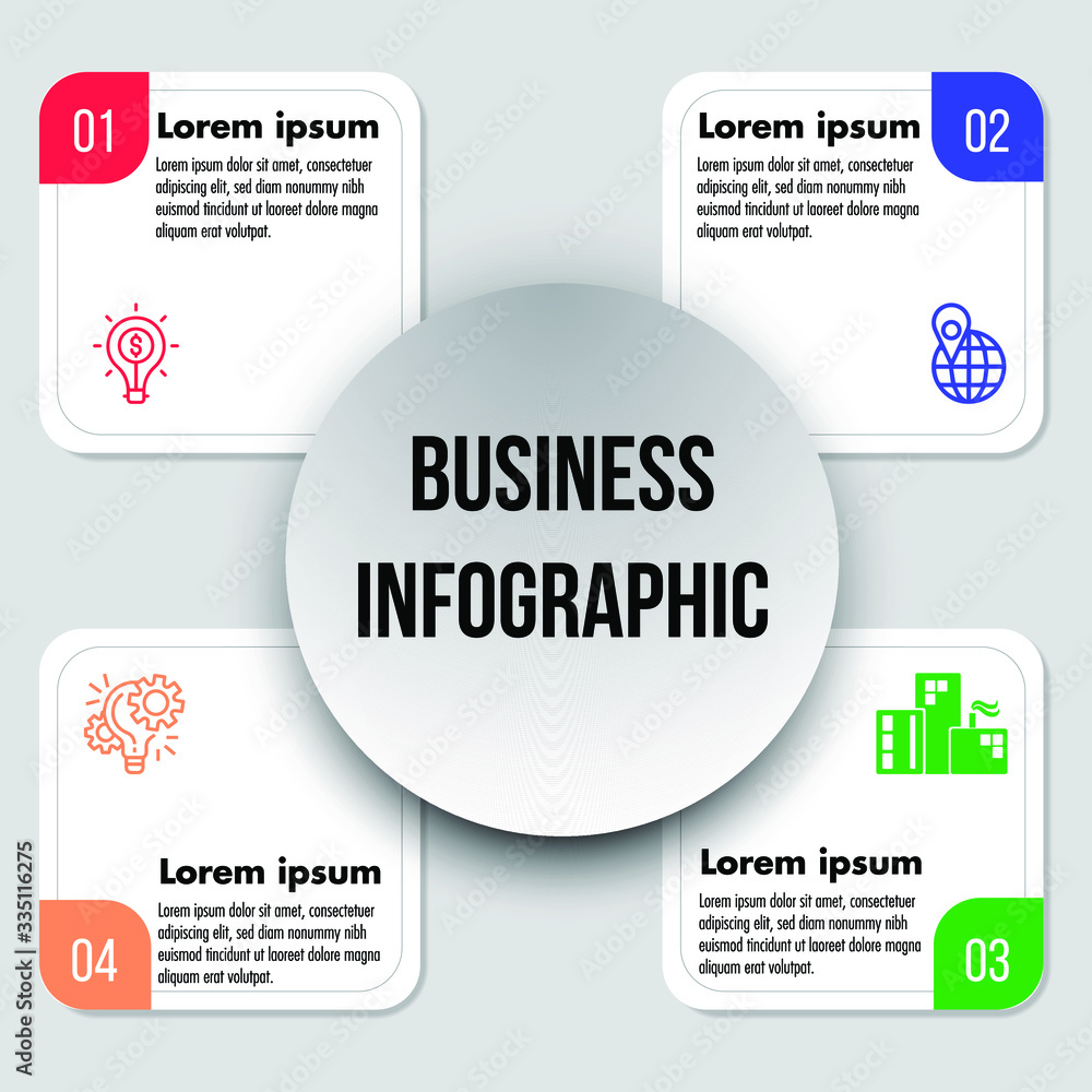 Fototapeta premium Illustration of Infographic template modern line business with title,elements, creative,shapes - vector