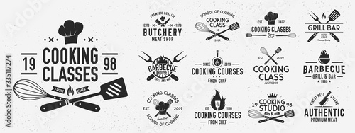 Photographie Set of Cooking Class logo and poster templates